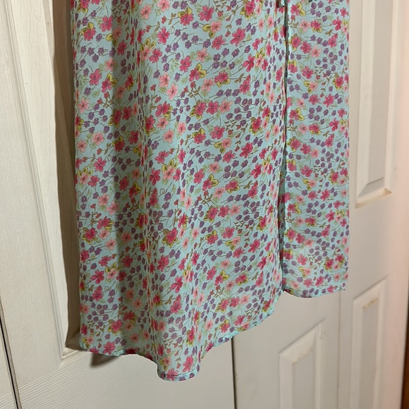 Victoria's Secret Vintage 1990s Y2K Blue Floral Open Front Satin Cami Top Medium - Picture 8 of 16